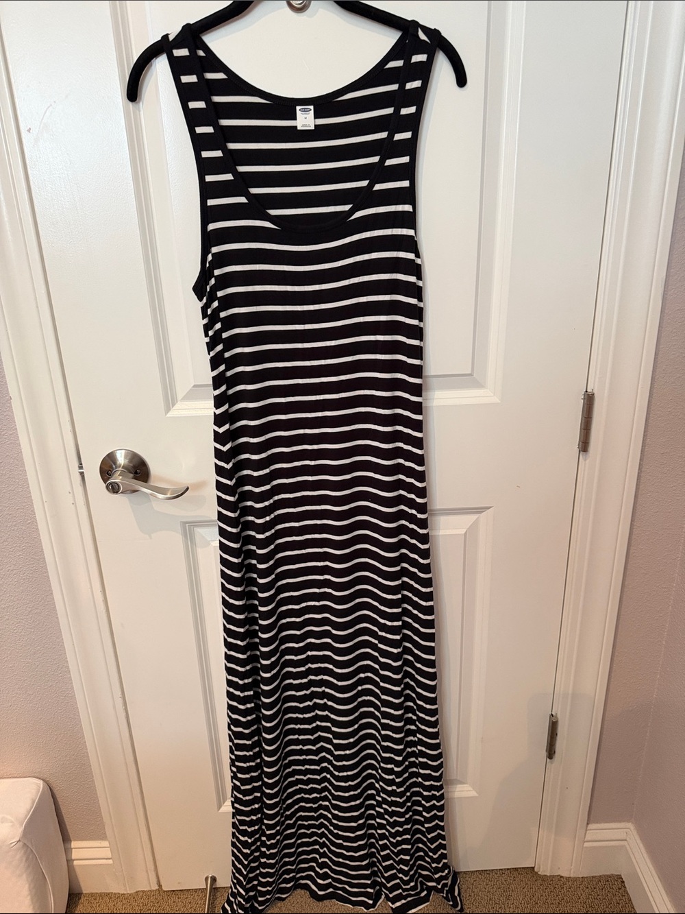 Old Navy Black and White Striped Tank Maxi Dress